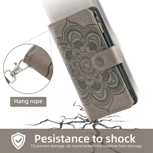 Asuwish Grey Wallet Cover for Motorola Edge+ Plus 2022/Edge X30/30 Pro, with Tempered Glass Screen Protector