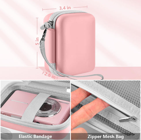 Leayjeen Digital Camera Case for Lecran/CAMKORY/IWEUKJLO, Compact Digital Camera for Teens and Kids, Pink