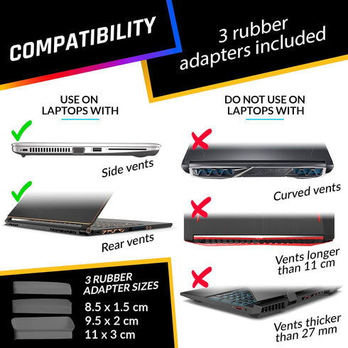 KLIM Tempest Laptop Cooler - 2024 Gaming Fan with Vacuum, Temperature Detection, 4000 RPM, Portable & Compatible