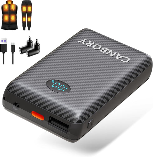 CANBORY 5V 2A/3A Battery Pack for Heated Vest Heated Jacket, 12000mAh Power Bank
