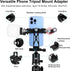 Peastrex 360Ball Metal Phone Tripod Mount Extra Deep Clamp with Arca Port Cold Shoe Head Cellphone Tripod Adapter