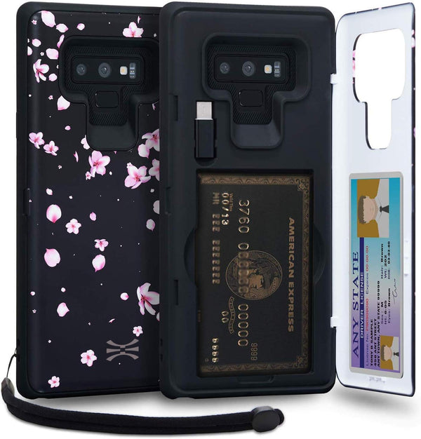 TORU CX PRO Case for Galaxy Note 9 - Slim Protective Cover with Card Holder & Kickstand, Flowers