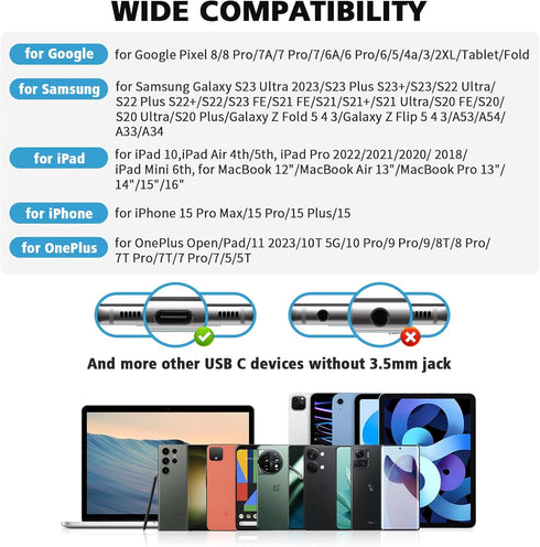 USB C Headphones for iPhone 15 Pro Max, Type C Earphones with Mic, Noise Isolating for Samsung Galaxy S24
