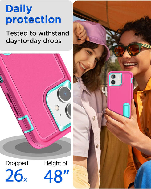 AICase iPhone 12/12 Pro Heavy Duty Rugged Case with Kickstand, Glass Screen Protector & Camera Lens, Full Body