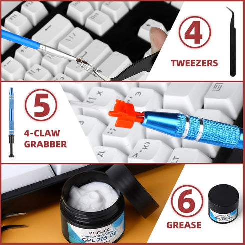 YIMAGUJRX RUNJRX Keyboard Switch Lube Kit, GPL 205G0, 0.53oz/15g, Switch Opener for Cherry MX, Gateron, TTC, Holy