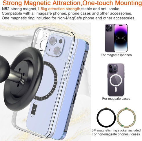 DEKEENSTAR 1 inch 17/16/15/14/13/12 Magnetic Phone Holder Base with B Size Ball for Magsafe iPhone Compatible with RAM