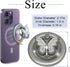 Magnetic Phone Ring Holder Compatible with MagSafe Grip, Adjustable Angle Butterfly Phone Ring Stands, Silver