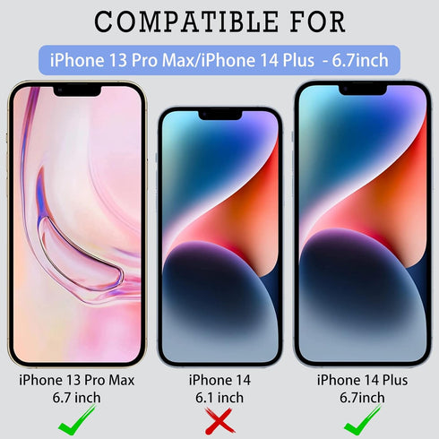 HD Tempered Glass Screen Protector with Front Camera Cover for iPhone 13 Pro Max/14 Plus - 2 Pack, Privacy Protection,