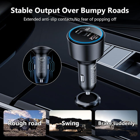 ROADRESS 200W, 100W PD3.0/QC4.0/PPS 16/15/14/13/12, S22/S21 USB C Car Charger Fast Charging Dual PD Type C Car Charger