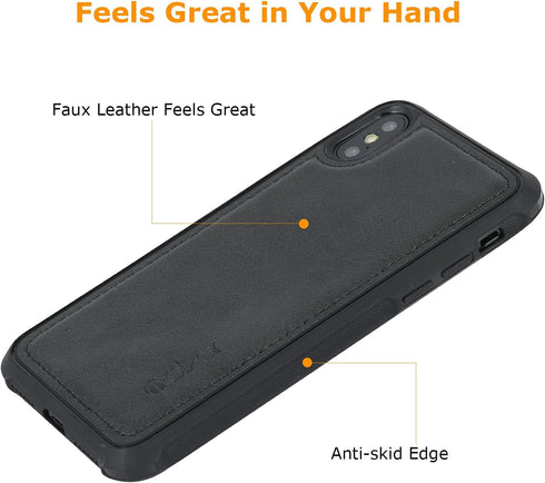 molzar MAG Series Case for iPhone Xs and iPhone X - Built-in Metal Plate for Magnetic Mount, Qi-Certified Chargers,