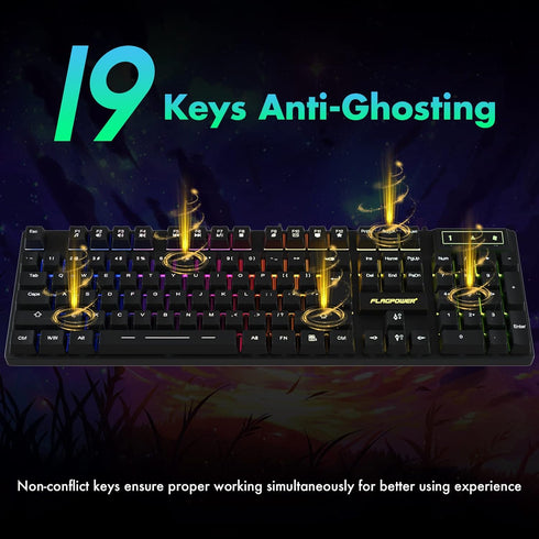 RGB Gaming Keyboard and Breathing Mouse Combo, Adjustable Backlit Mechanical Feeling Keyboard with 4 Colors, 4800DPI