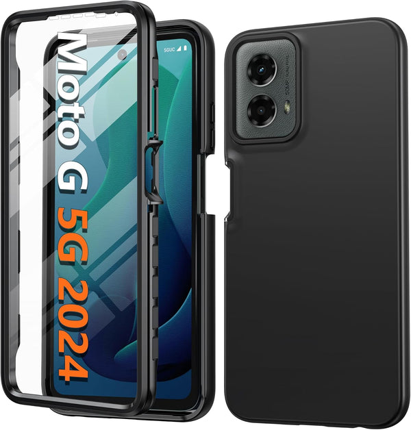 FNTCASE Motorola Moto G-5G-2024 Case with Built-in Screen Protector, Rugged Shockproof Full Body Cover