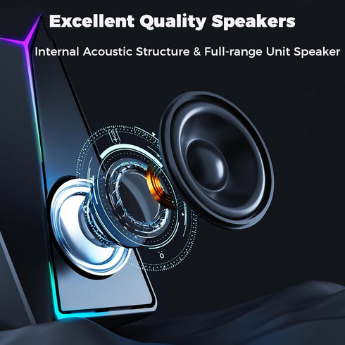 ROSON Computer Speakers, USB Powered 2.0 Gaming Speakers with Enhanced Bass and Volume Control for Laptop/Desktop