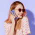 ULAK Clear Glitter Case for Samsung Galaxy S21 5G, Sparkly Soft TPU Bumper Bling Cover for Women Girls - Blue+Purple