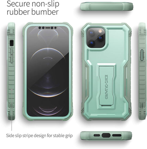 ExoGuard Compatible with iPhone 12 Pro Max Case, Rubber Shockproof Full-Body Cover with Built-in Screen Protector,