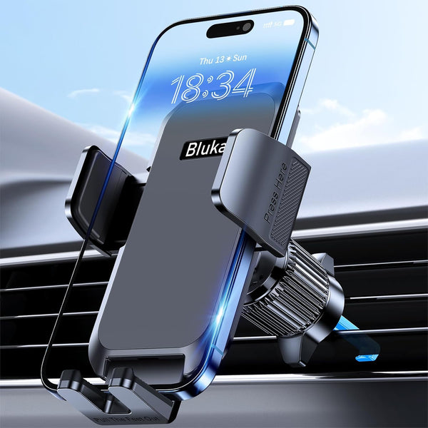 Car Phone Holder Mount, Super Stable Air Vent Cell Phone Car Mount with 2024 Newest Metal Hook Clip, 360° Rotation, One