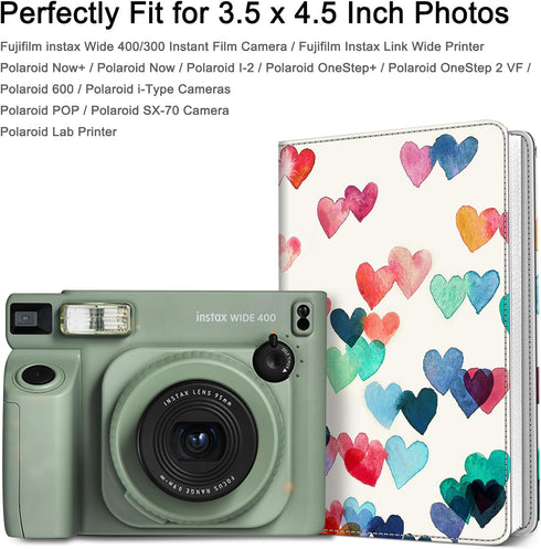 Fintie Small Photo Album for 3.5x4.5 Inch Films - 64 Pockets for Fujifilm Instax Wide 400/300, Polaroid Now+/I-Type,