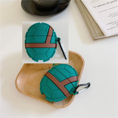 Compatible with Airpods Case, Cute Turtle Shell Design for Kids Girls Women, Soft Silicone Earbuds Protector Hook