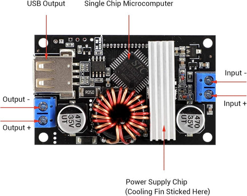 DROK Adjustable Voltage Regulator, DC Buck Boost Converter 6-30V to 0.5-30V 4A 60W with USB Port and LCD Display