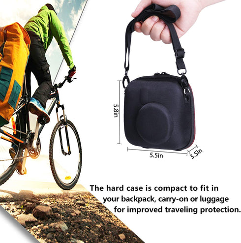 LTGEM Hard Case for Fujifilm Instax Mini 12/11/10/9/8/7/7+ Instant Camera, Protective Carrying Bag (Black)