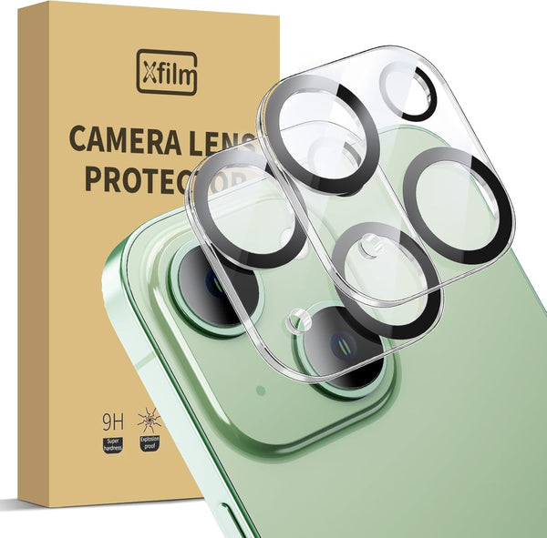 Xfilm Camera Lens Protector for iPhone 15 & 15 Plus, 9H Hardness Tempered Glass Cover, Ultra HD, Case Friendly