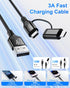 USB to USB C and Lightning Cable 6FT - Nylon Braided 2 in 1 Charging Cord for iPhone 15, Android Phones