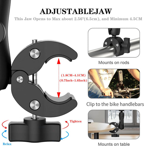 Super Camera Clamp Mount with 3.6" Socket Arm and 360° Ball Head - 1/4" Thread for Canon Nikon/DSLR/Gopro/Insta360