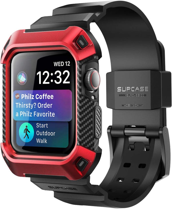 SUPCASE Unicorn Beetle Pro Case for Apple Watch 9/8/7/6/SE/5/4 45/44mm with Band, Rugged Men Cover, Red