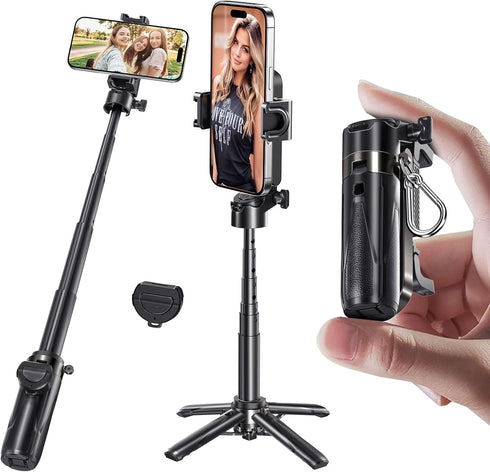 MAGIC JOHN Phone Tripod, Portable Selfie Stick, Pocket Size Selfie Stick for iPhone, Tripod