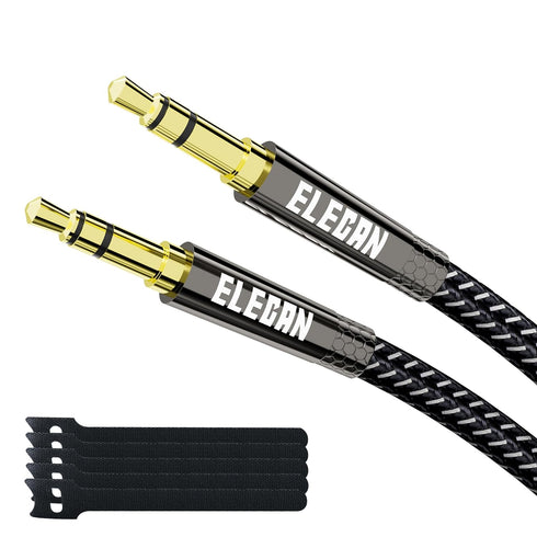3.5mm AUX Cable 10 Ft/2 Pack, Hi-Fi Sound Zinc Alloy Case, Auxiliary Stereo Audio Cable for Headphones, Speakers