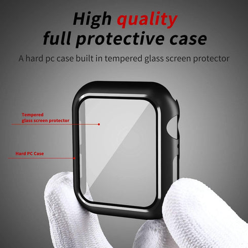 Smiling Case Compatible with Apple Watch SE 2 (2024)/SE/Series 6/5/4 44mm with Built-in Tempered Glass Screen Protector