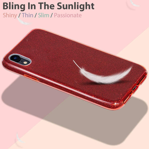 MATEPROX Bling Sparkle Case for iPhone XR - Cute Girls Women Protective Christmas Case (Red)