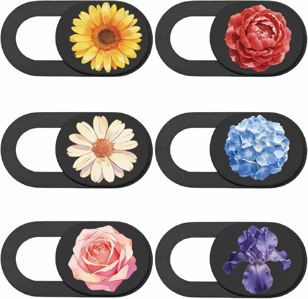 6Pcs 6 Styles Cute Camera Cover Slide Flowers 0.04 Inch Privacy Guard