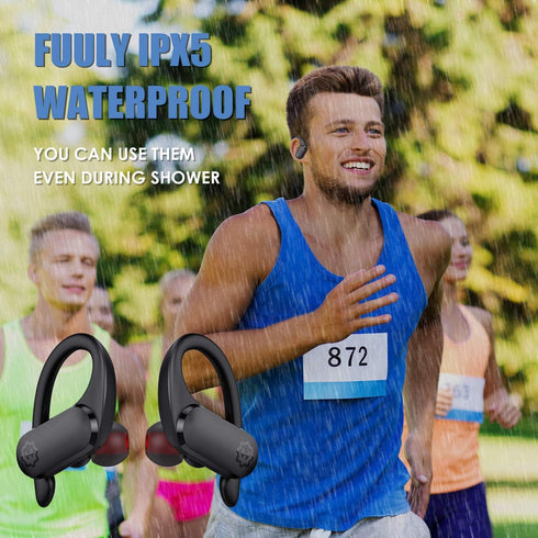 WixGear Sport Wireless Earbuds: Bluetooth 5.0, 30H playtime, touch control, sweat-proof, deep bass, charging case, mic.