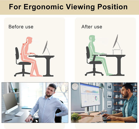 Monitor Stand Riser, Wood & Acrylic Computer Monitor Stand with LED Light, Desktop Organizer for Computer, Laptop,