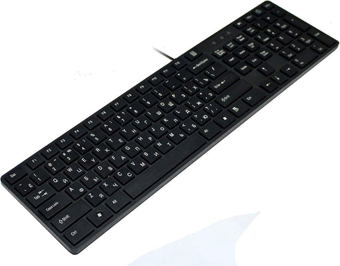 USB Keyboard with Russian English (Cyrillic) Letters, Full Size Slim Desktop Design.
