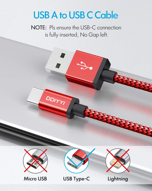USB Type C Charger Cable 10FT 3 Pack for Kindle Fire HD 7 2022, 10 9th 2019, 8 10th 2020, Paperwhite 11th 2021, Samsung