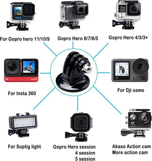 Suptig Tripod Mount Adapter for Gopro Hero 12, 11, 10, 9, 8, 7, 6, 5, 4, 3, 3+, Hero Session, Gopro Max, Akaso, DJI osmo Action Cameras