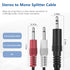 3.5mm Stereo Male to Dual 3.5mm Mono Male Audio Cable, 3ft 3.5mm 1/8" TRS Male to 2 x 3.5mm 1/8" TS Male Y Breakout Cable Splitter Adapter Connector for Headphone, Speaker