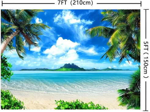 Art Studio Beach Photography Backdrops, Ocean Photo Booth Wedding Party Decoration Background Studio Props Vinyl 7x5ft