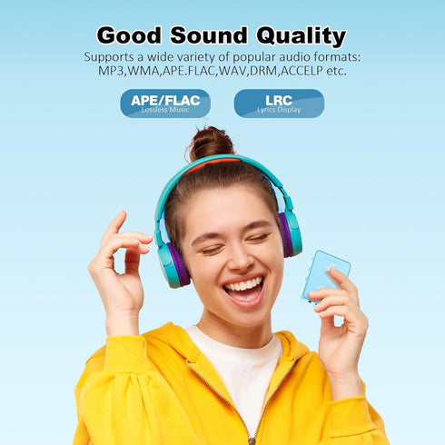 JOJOLEPAI MP3 5.3, 32GB 128GB Light Blue Player with Bluetooth Touchscreen Portable Music Player,Built-in Speaker,FM
