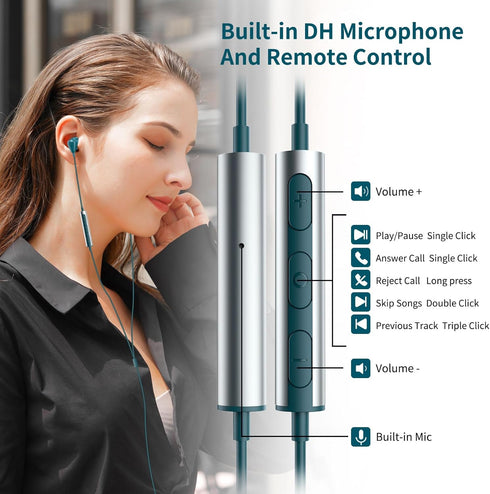 3.5mm Wired Earbuds for Samsung Galaxy A25 A15 A14 A03S A23 Note 5 8 9 S10E S10+ S8+ S9, Deep Bass Headset