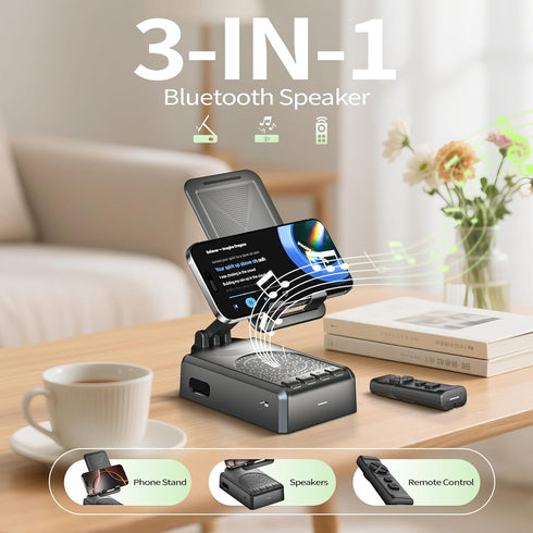 HOIFA Birthday/ChristmasGifts for Men Women,Cell Phone Stand with Bluetooth Speaker and Remote Control(Video