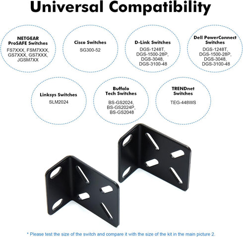 MokerLink Rack Mount Kit for 17.3 Inch Wide Switches, Adjustable Hole Distance 14-29mm, Compatible with Cisco, NETGEAR