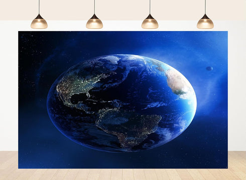 LidyMini 10x8ft Fabric Earth from Space Backdrop Planet Globe Night Light Background Science