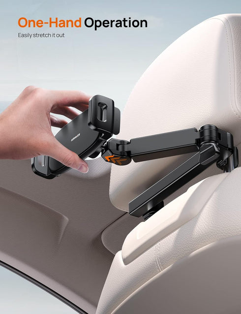 iPad Holder Car Headrest - 2024 Adjustable Tablet Mount for Car Backseat, Fits 4.7-11” Devices, Black