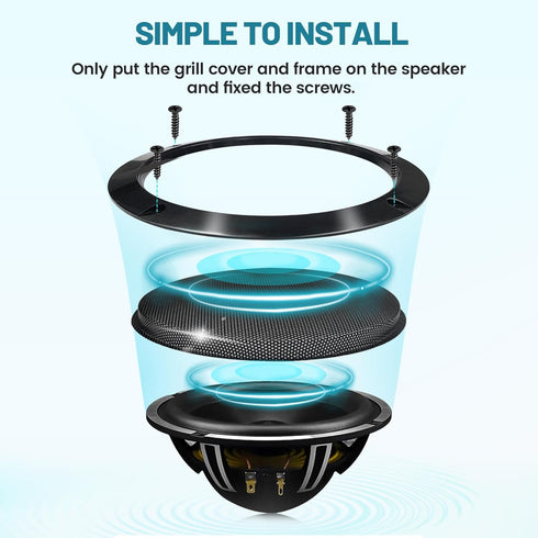 6.5 Inch Metal Mesh Round Speaker Grill Cover, Universal Decorative for Car Speaker Mounting, 8PCS Screws