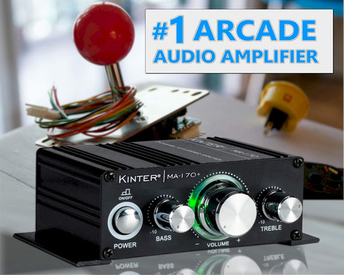 Kinter MA170+ 2-Channel Mini Amplifier, 2 x 18 W, RCA Input, with 12V 3A Power Supply, Black