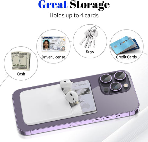 Senose Phone Card Holder, Stick On Silicone Wallet for Back of Phone, Compatible with Most Cell Phones - Pack of 3