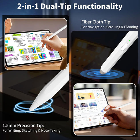 HFENGZN 2-in-1 Stylus, Stylus Pen for iPad, Stylus Pen for Touchscreen Suitable for iPad/iPhone/Samsung/Android